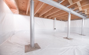 Crawl space structural support jacks installed in Olympic Valley