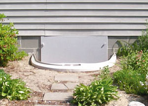 plastic crawl space access well installed in a Truckee crawl space