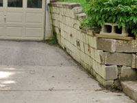 a failing retaining wall around a driveway in Reno