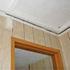 The ceiling and wall separating as the wall sinks with the slab floor in a Tahoe City home