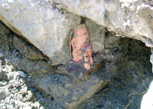 Failed concrete underpinning meant to repair a foundation issue in Tahoe City.
