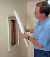 wall anchor covers installed in a foundation repair for a Wellington home.
