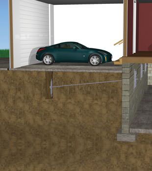 Graphic depiction of a street creep repair in a Virginia City home