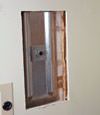 Wall anchor plates installed during a foundation repair in Sun Valley in a finished basement
