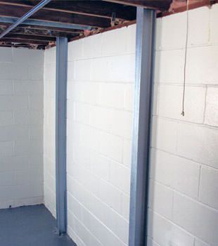 A PowerBrace™ i-beam foundation wall repair system in Reno