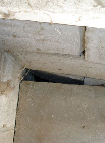 inward rotation of a foundation wall damaged by street creep in a garage in Verdi